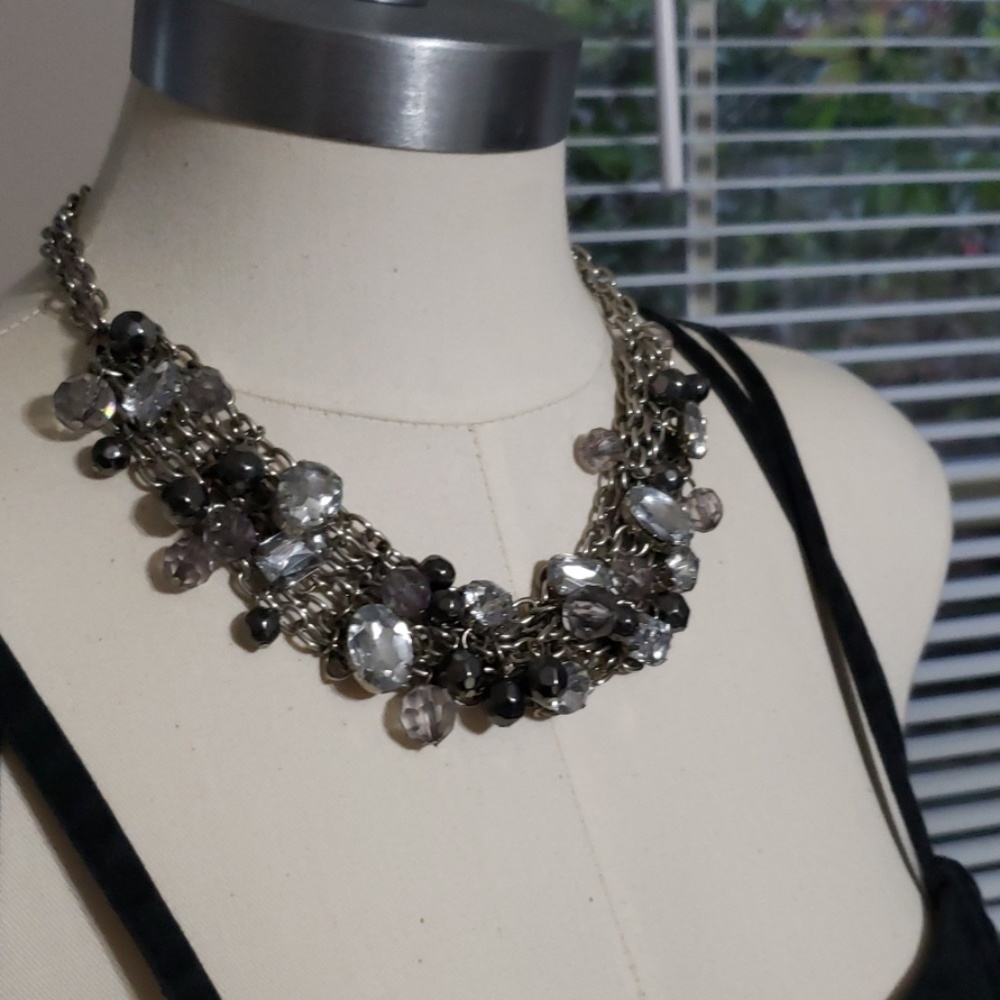 Silver 16" Necklace Cubic Zirconia Stones